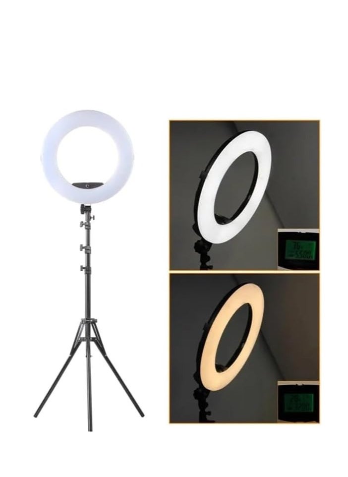 Xria SM1888 II Ring Light Size 18 inch 90W LED Ring light With Battery Slot Photographic Lighting Ring Light For Selfie Makeup live streaming (Black)