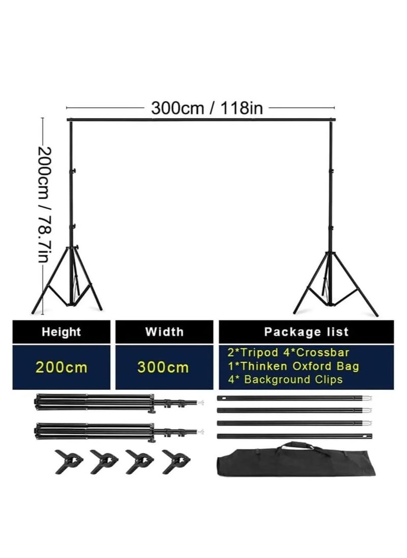 Xria Green Screen Backdrop Stand Kit 6.5x10ft 2X3cm Background Support System with Washable Cloth Chromakey Backdrop and Clamps