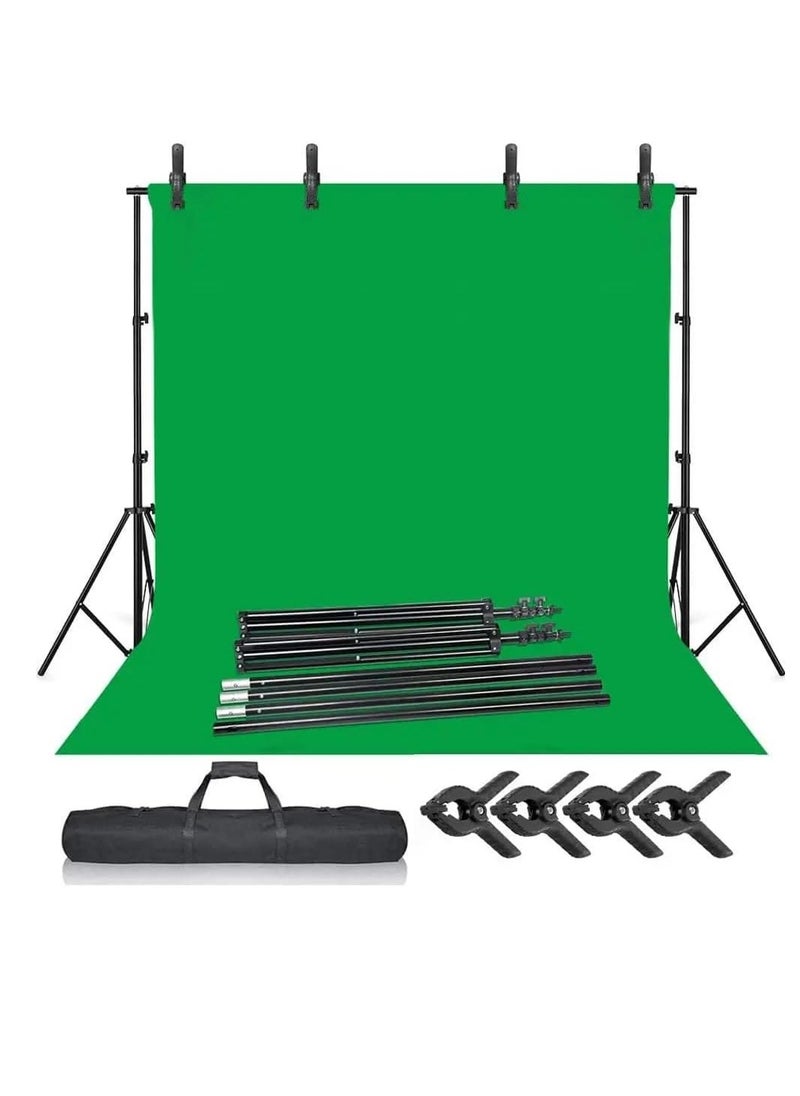 Xria Green Screen Backdrop Stand Kit 6.5x10ft 2X3cm Background Support System with Washable Cloth Chromakey Backdrop and Clamps