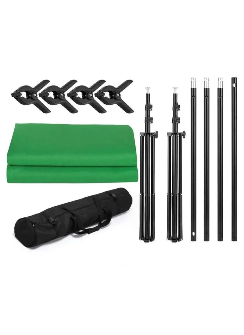Xria Green Screen Backdrop Stand Kit 6.5x10ft 2X3cm Background Support System with Washable Cloth Chromakey Backdrop and Clamps