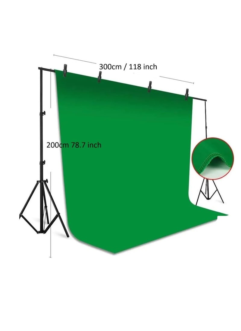 Xria Green Screen Backdrop Stand Kit 6.5x10ft 2X3cm Background Support System with Washable Cloth Chromakey Backdrop and Clamps