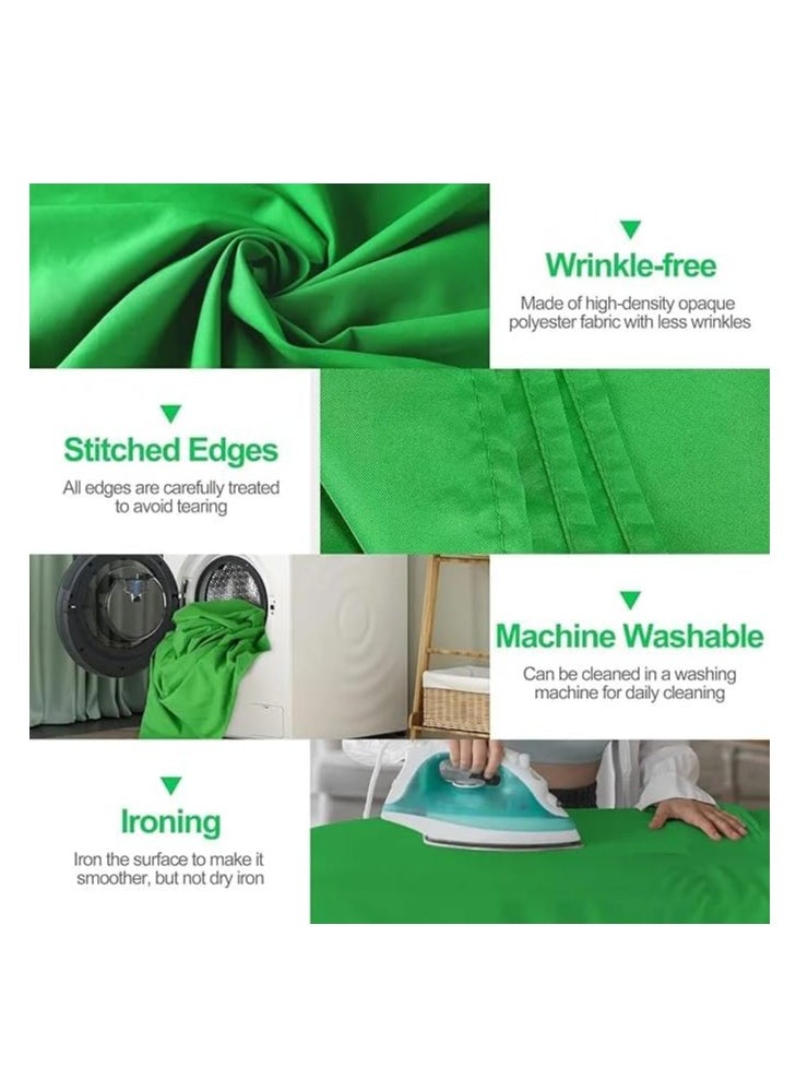 Xria Green Screen 3X2m 10X6.5 Ft Solid Color Backdrop Photographic Background Washable Cloth For Photo Studio Video Chroma Key (Green)