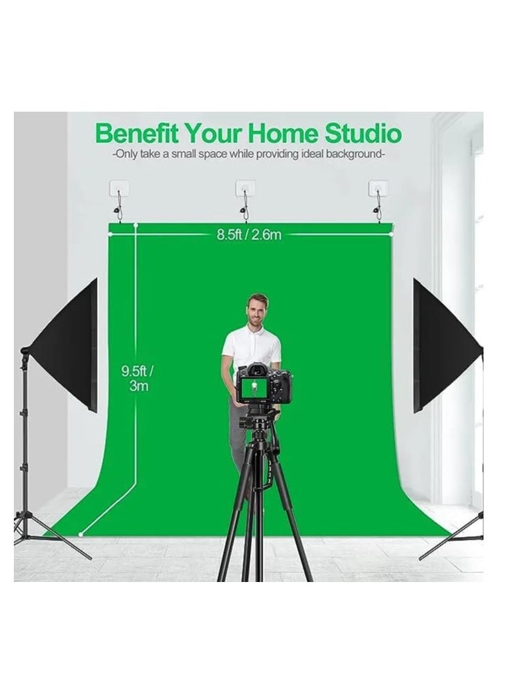 Xria Green Screen 3X2m 10X6.5 Ft Solid Color Backdrop Photographic Background Washable Cloth For Photo Studio Video Chroma Key (Green)