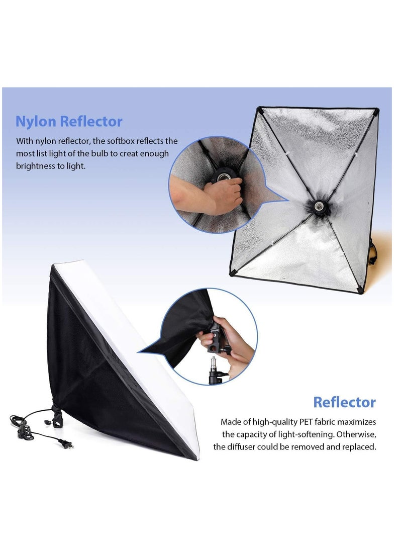 Xria Softbox Led Light Set 50 x 70 cm Photo Studio Continuous Dimming Light for Video and Photography Studio 85W 3200-5600K with 2 85W Bulbs, 2 x Remote Control, 2m Adjustable Tripod