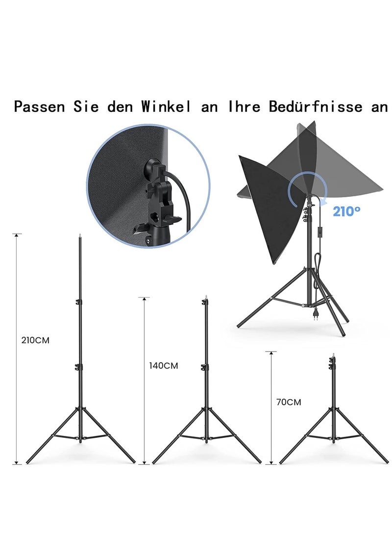 Xria Softbox Led Light Set 50 x 70 cm Photo Studio Continuous Dimming Light for Video and Photography Studio 85W 3200-5600K with 2 85W Bulbs, 2 x Remote Control, 2m Adjustable Tripod
