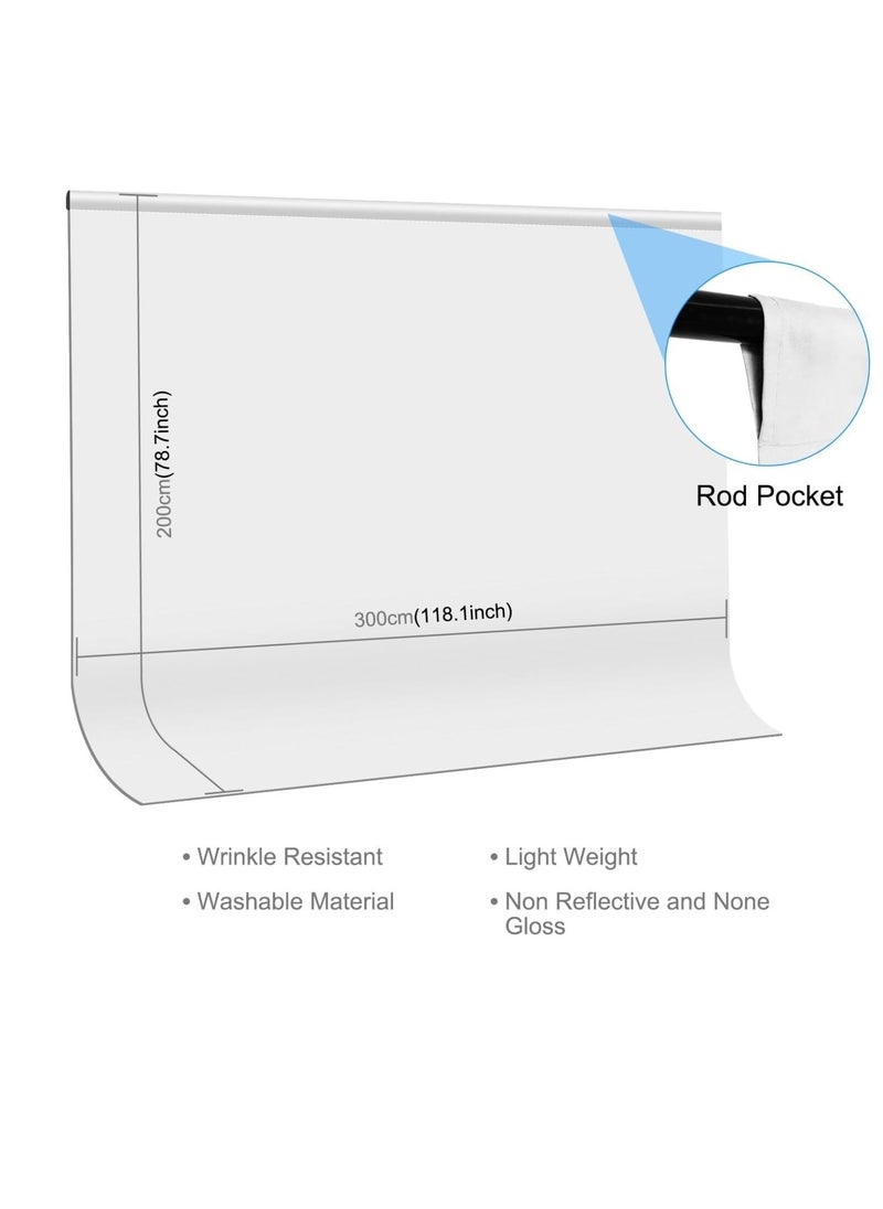 Xria 3X2m 10X6.5 Feet Solid Color Backdrop Photographic Background Washable Cloth Backdrop For Photo Studio Video Parties Curtain (White)