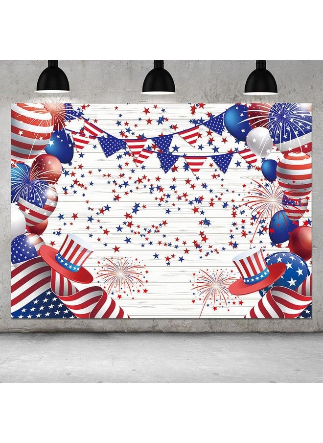 Flag Stars And Stripes Ballon 4Th Of July Patriotic Independence Day Photography Backdrops Veterans Day Prom Birthday Party Decor Supplies Studio Photoshoot Props 8X6Ft