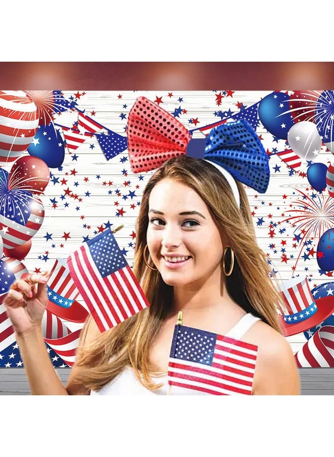 Flag Stars And Stripes Ballon 4Th Of July Patriotic Independence Day Photography Backdrops Veterans Day Prom Birthday Party Decor Supplies Studio Photoshoot Props 8X6Ft