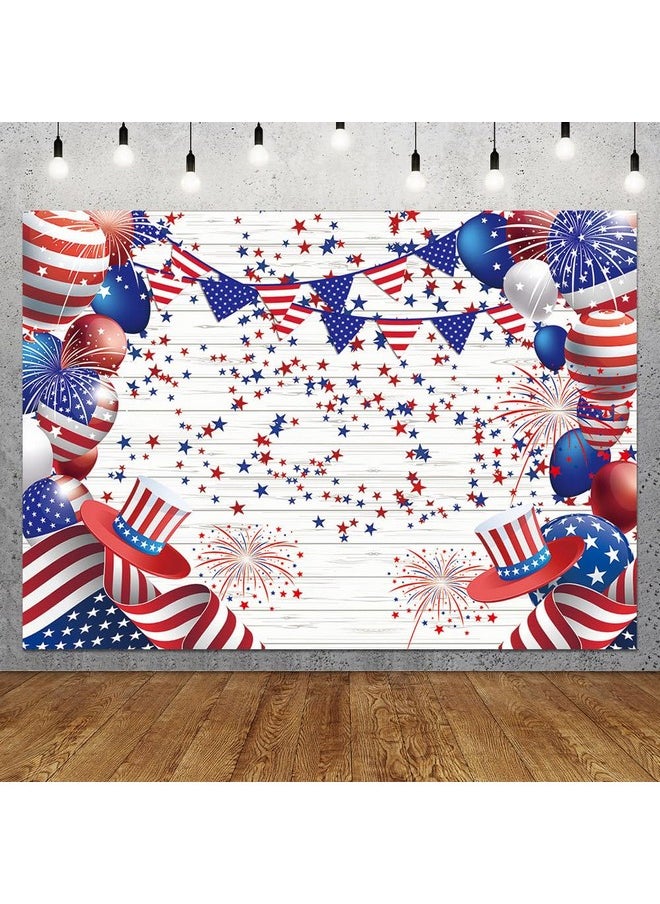 Flag Stars And Stripes Ballon 4Th Of July Patriotic Independence Day Photography Backdrops Veterans Day Prom Birthday Party Decor Supplies Studio Photoshoot Props 8X6Ft