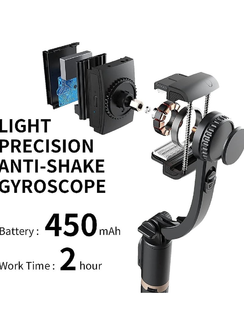 1-Axis Handheld Gimbal Stabilizer for Smartphone with Extendable Bluetooth Selfie Stick and Tripod, Multifunction Remote 360 Degree Automatic Rotation, for iPhone/Android