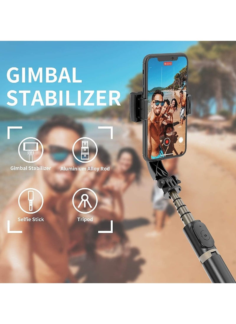 1-Axis Handheld Gimbal Stabilizer for Smartphone with Extendable Bluetooth Selfie Stick and Tripod, Multifunction Remote 360 Degree Automatic Rotation, for iPhone/Android