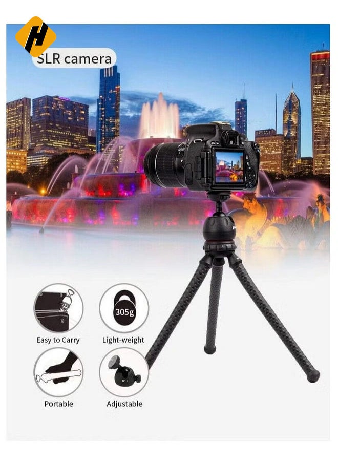 JMARY MT-25 - Table Top Mini Portable Flexible Tripod Stand for Mobile Phones and DSLR & Digital Cameras - Coming with Universal Mobile Phone Holder (MT-25-BLK)