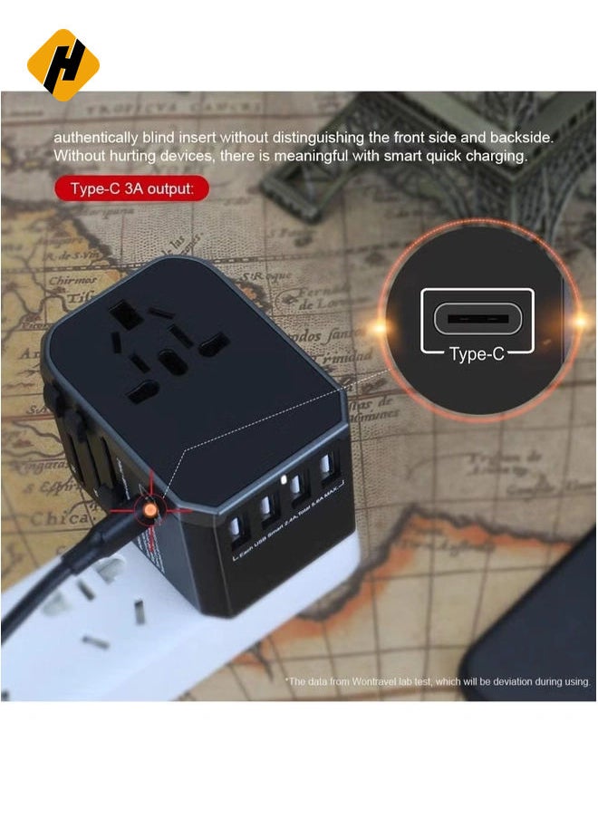 Universal Adapter with Power Socket Plugs and Plug Adaptor with 3 Ultra-Fast USB  Port and 1 Brisk USB Type C Port (Black) with  20W Dual Port USB C PD Fast ChargerUSB C to Lightning Cable