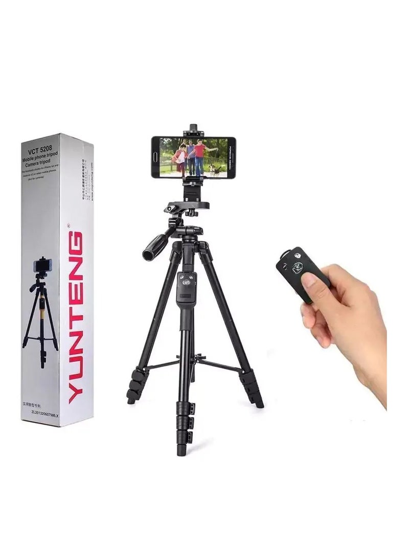 VCT-5208 Portable Tripod Stand With Remote Shutter Black