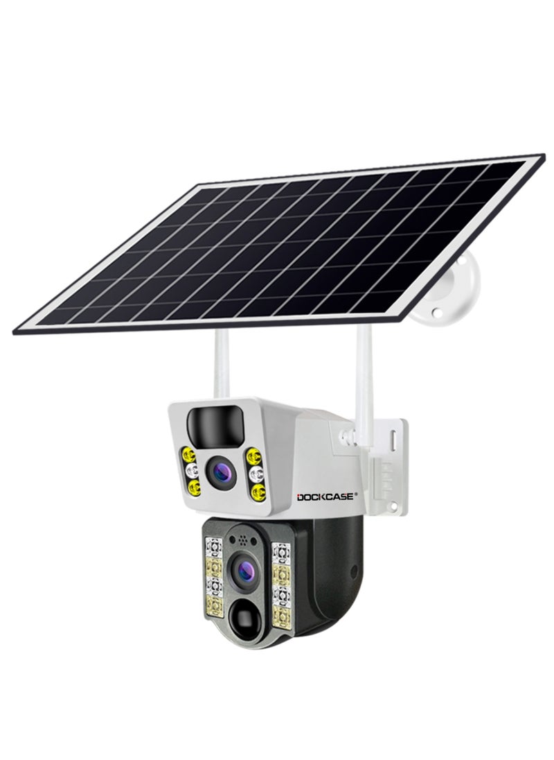 DOCKCASE 4.0MP 4G Sim Card Solar Camera PTZ 360°View Solar Powered Outdoor Security Camera