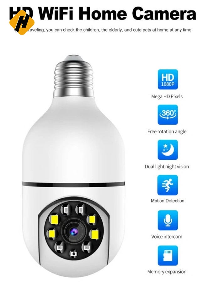 Wireless Security Camera, 1080P WiFi Lampcamera 2 Way Talk 360 Degree Motion Detection Surveillance Camera with Night Vision