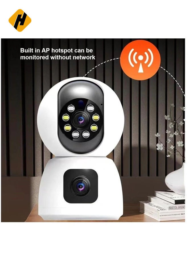 WiFi Dual Lens Security Camera HD Wireless Home Camera with Wide Angle NightMotion Detection, 2 Way, Panoramic Shooting, Rich Functions, HD Night