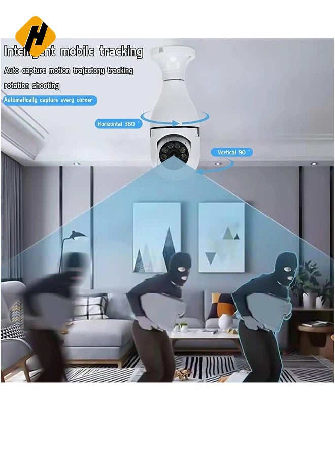 1080P Security Wireless Camera, Light Bulb Security Camera, 360 Degree 2.4GHz & 5G WiFi IP Camera for Home Indoor Outdoor Security, Human Motion Detection and Alarm Two Way Talk