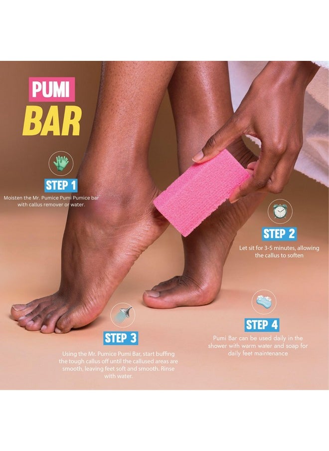 Callus Remover Pumi Bar: Pedicure Stone & Foot/Heel Scrubber - Medium Grit (Assorted Colors) 4 Pack