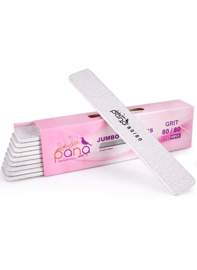 Jumbo Double-Sided Emery Nail File For Manicure, Pedicure, Natural, And Acrylic Nails - Zebra (Grit 80/80) - 50 Piece Pack