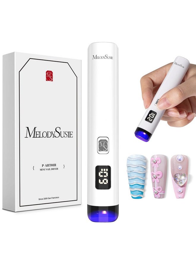 Handheld Uv Light For Gel Nails, Art01R Cordless Gel X Nail Lamp Rechargeable With Lcd Display, Eye-Protective Cover Flash Cure Nail Dryer For Rhinestone Glue Decoration Diy At Home White