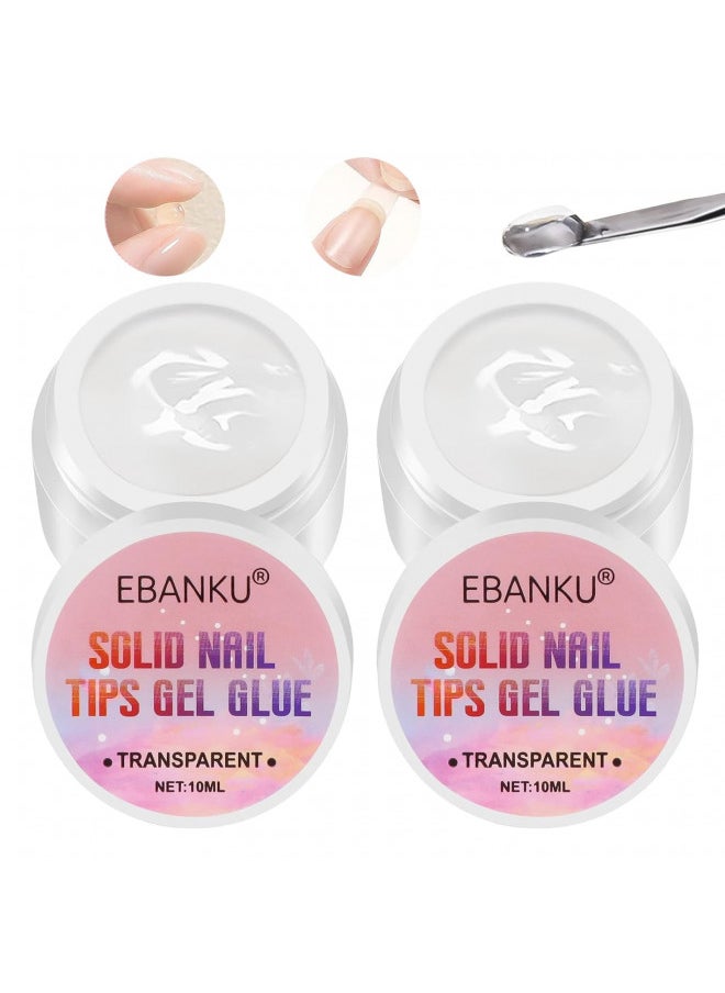 Solid Nail Glue Gel 2X 10ml EBANKU Clear Press on Nail Glue Acrylic Nail Tips Glue Solid Nail Art Manicure Gel Glue for Acrylic False Nails (Curing Needed)
