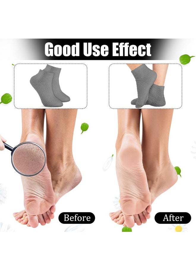 3 Pairs Aloe Socks Moisturizing Spa Socks Infused Socks Gel Sleeping Fuzzy Socks Dry Feet Socks Non Slip Lotion Socks For Women Men Repairing Softening Dry Cracked Feet(Gray)