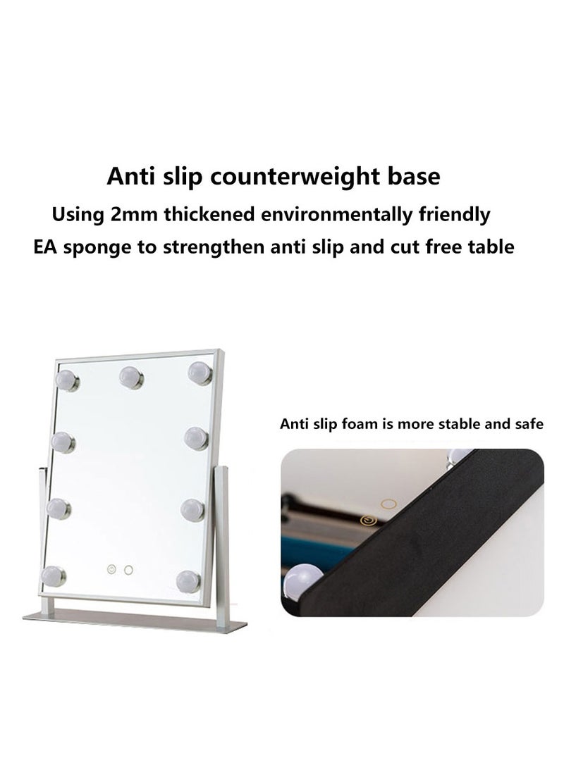 Vanity Mirror with Lights Lighted Makeup Mirror with 9 LED Bulbs Plug in Light Up Makeup Mirror with Lights 360 Rotation with 10x Magnifying Mirror Tabletop