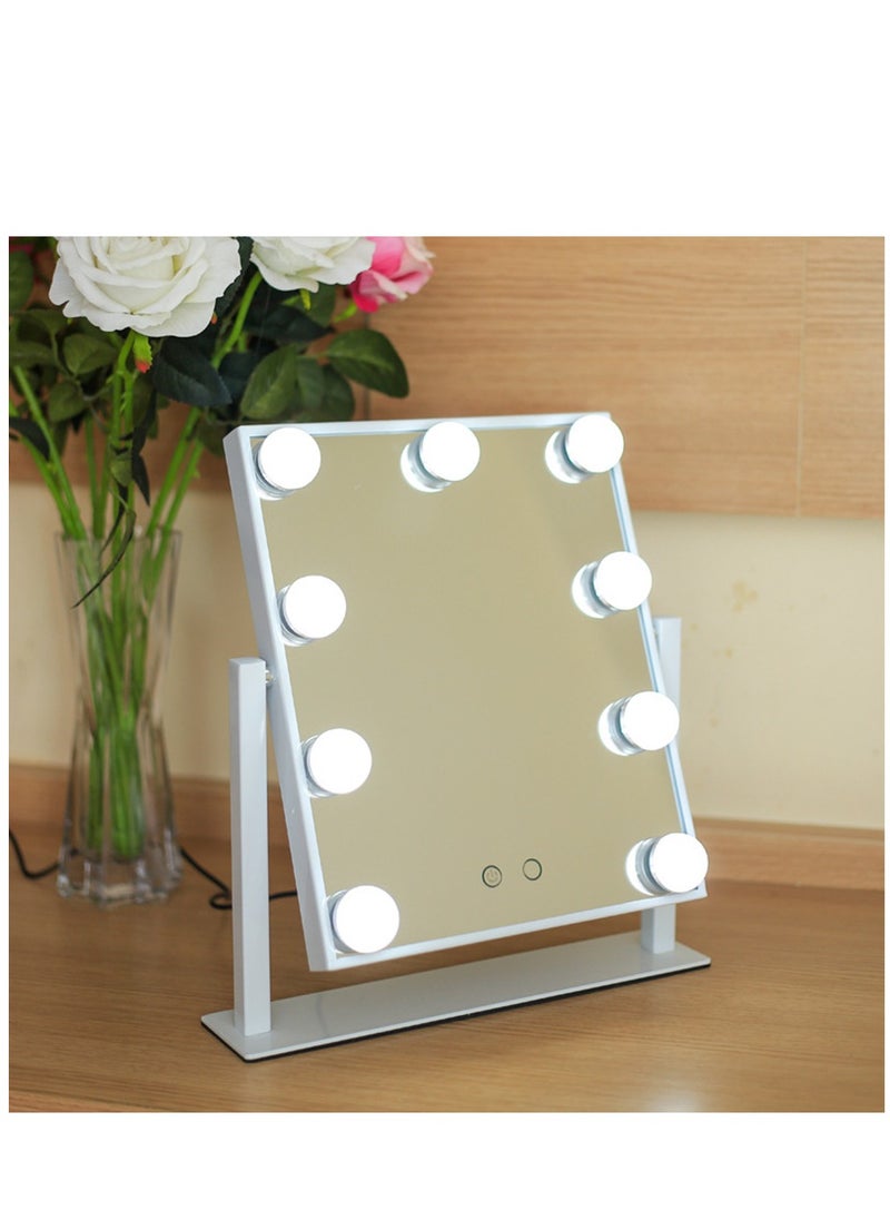 Vanity Mirror with Lights Lighted Makeup Mirror with 9 LED Bulbs Plug in Light Up Makeup Mirror with Lights 360 Rotation with 10x Magnifying Mirror Tabletop