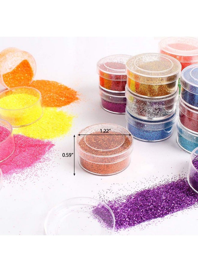 Extra Fine Glitter Powder For Craft, 24 Colors Holographic Cosmetic Laser Glitter For Nail Body Eye Hair Face Lip Gloss, Iridescent Glitter Powder For Tumbler And Makeup (24 Fine)