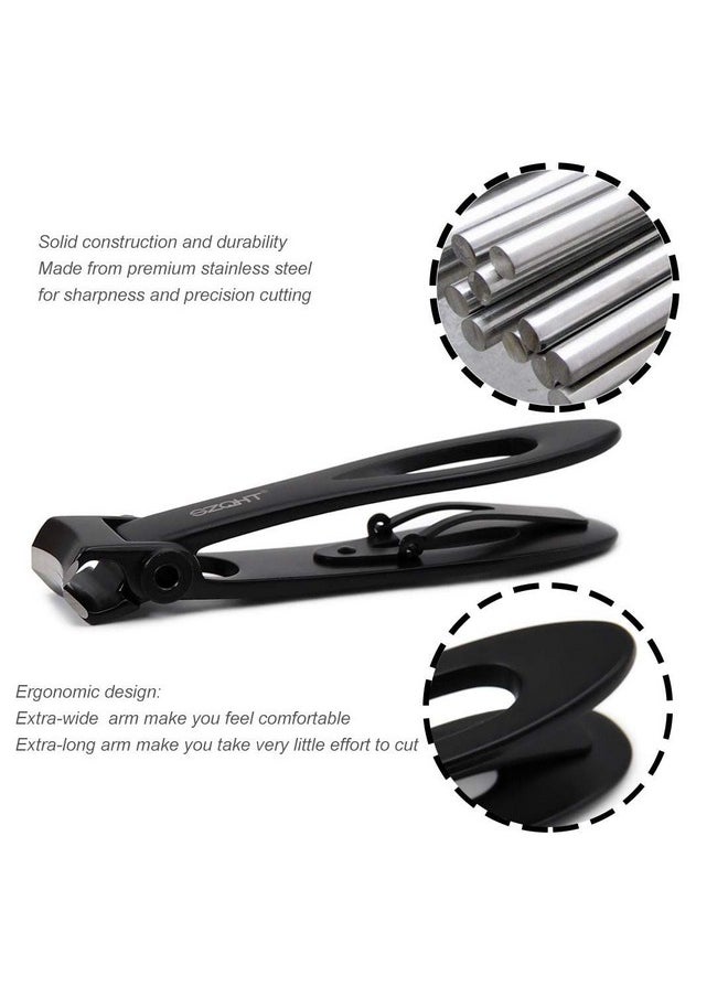 Ultra Wide Jaw Opening Nail Clippers Set Toenail Clippers For Thick Nails Cutter For Ingrown Manicure,Pedicure,Men & Women Big(Black)