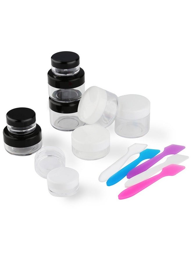 10 Pieces Makeup Travel Containers With Lids 3/5/ 10/15/ 20 Gram Size Cosmetic Jars With 5 Pieces Mini Spatulas For Gift(Random Color)