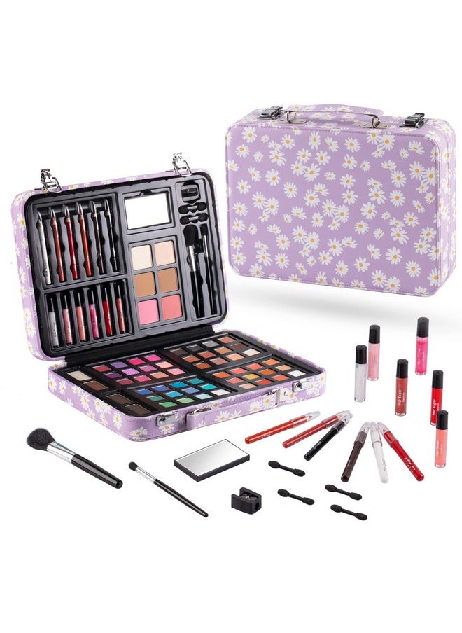 Makeup Kit For Teenager Girls 10-12, All In One Beginner Makeup Kit For Women Full Kit, Teen Makeup Kit Cosmetic Gift Set On Birthday Christmas(Purple Daisy)