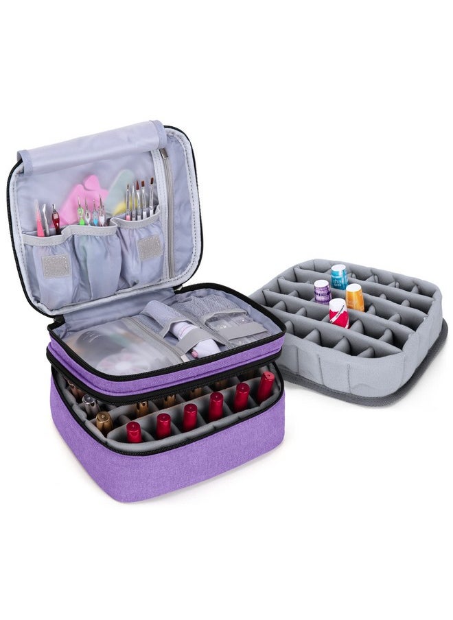 Nail Polish Carrying Case - Holds 30 Bottles (15Ml - 0.5 Fl.Oz), Double-Layer Organizer For Nail Polish And Manicure Set, Purple (Bag Only)