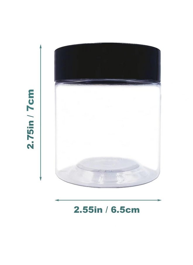 12 Pack 6 Oz Plastic Jars With Lids,Wide-Mouth Clear Storage Containers With Black Lids,Empty Round Clear Plastic Jars With Lids And Labels For Body Butter,Bath Salt,Slime And Beauty Products