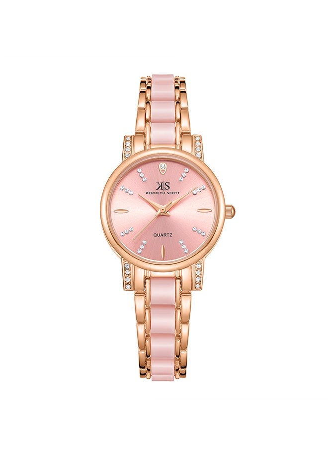 Kenneth Scott K23547-KCPP Women Analog Display Watch & Resin+Alloy Strap Pink