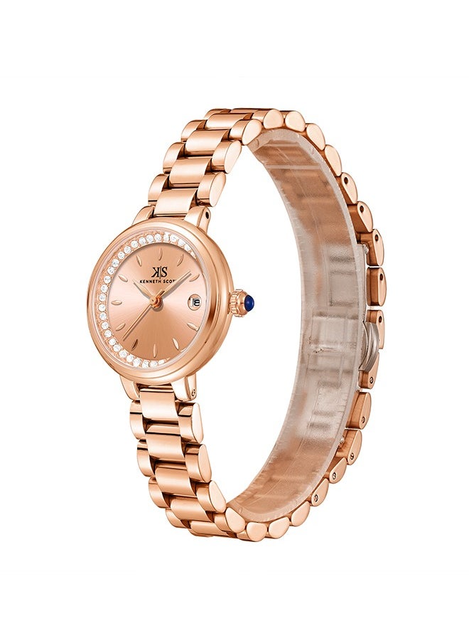 Kenneth Scott K23542-RBKK Women Analog Display Watch & Solid Stainless Steel Strap Rose Gold