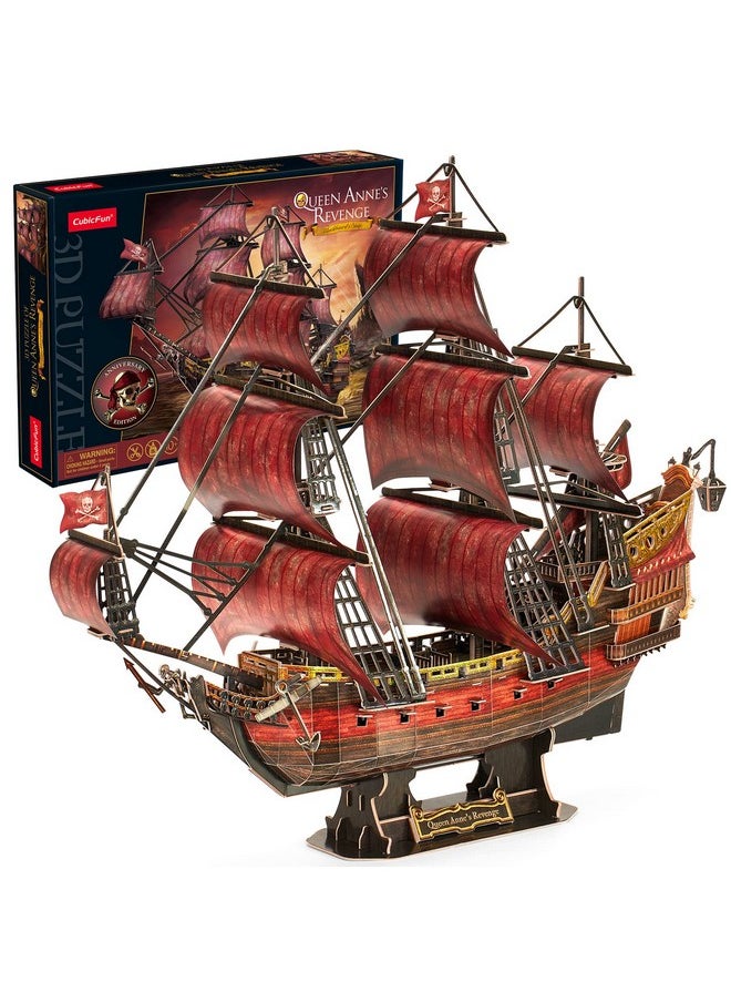 3D Puzzles For Adults Kids, Red Queen Anne'S Revenge 391 Pcs, Home Decor Cool Pirate Ship Arts & Crafts For Adults Puzzles Model Kits, Birthday Gifts For Women Men Puzzles For Adults