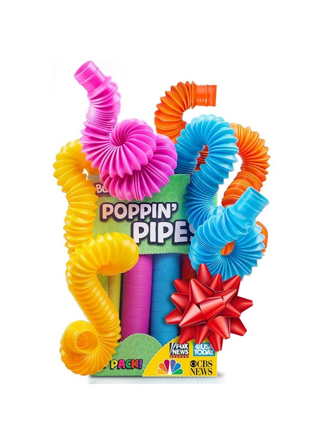 Stocking Stuffers For Kids - Pop Tubes - Sensory Toys - Stocking Stuffers - Toddler Toys - Imaginative Play & Stimulating Creative Learning - Stocking Stuffers For Toddlers 3+ - 4 Pack Large