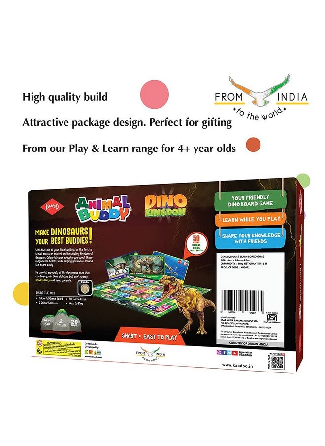 Animal Buddy - Dino Kingdom - Dinosaur Exploration Game - Play & Learn Kids Board Game -Fantastic Introduction For 4+ Year Olds- Fully Made In India (2 Players, Multicolour)