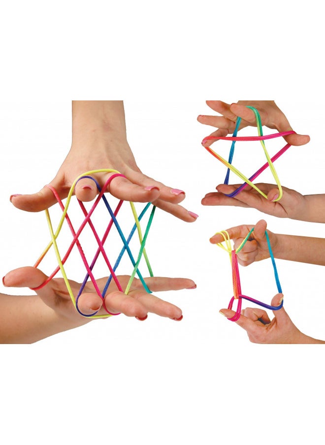 JA-RU Stringy Majiggy Cats Cradle - Chinese String Toys (6 Cats Cradle) Finger Hand String Tricks Games for Kids & Adults Girls & Boys. Rainbow Rope Toy. Party Stocking Stuffers. 736-6p