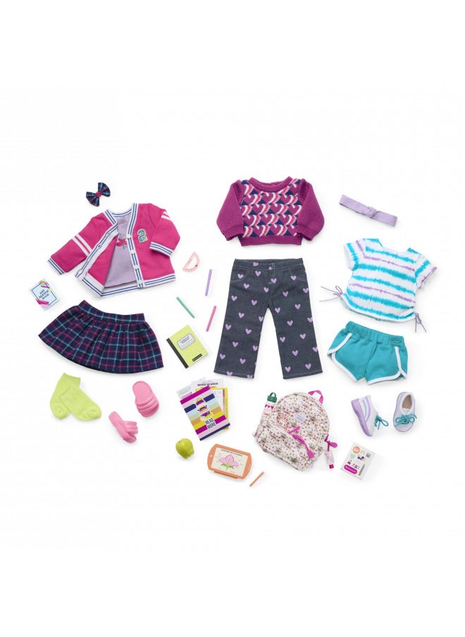 American Girl Truly Me 18-inch Doll School-Day Style Outfit with Cardigan, Tee, and Pair of Sneakers, For Ages 6+