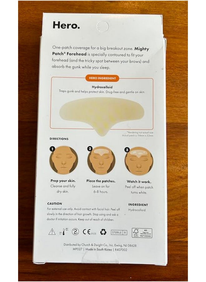 Mighty Patch™ Forehead Patch - Hydrocolloid Acne Pimple Patch, Contoured To Cover Larger Area Of Zits And Blemishes - Drug-Free And Suitable For Sensitive Skin (5 Count)