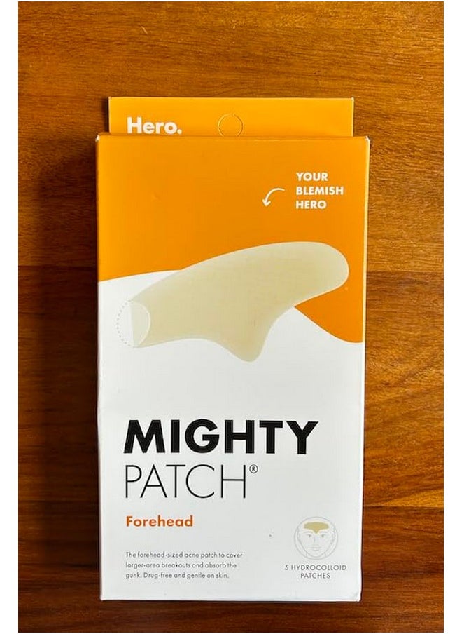 Mighty Patch™ Forehead Patch - Hydrocolloid Acne Pimple Patch, Contoured To Cover Larger Area Of Zits And Blemishes - Drug-Free And Suitable For Sensitive Skin (5 Count)