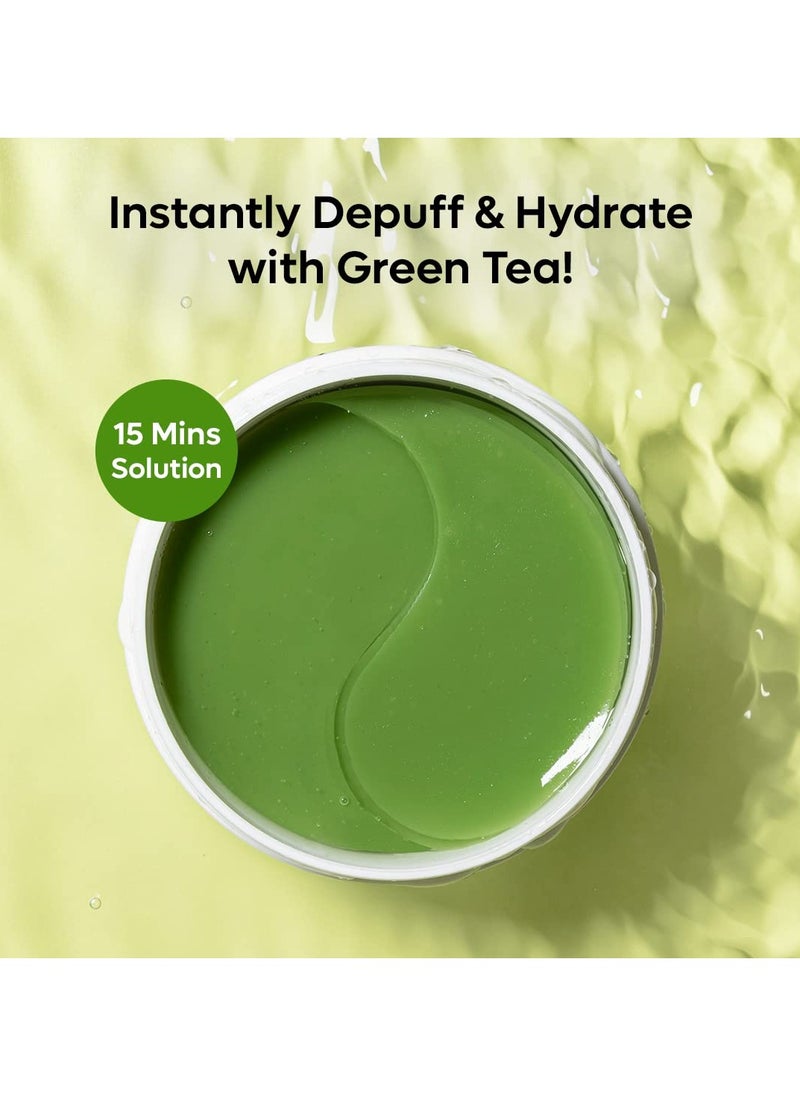 Green Tea Hydrogel Under Eye Patches for Dark Circle Fine Lines and Wrinkles Reduction Cooling Under Eye Patch Mask for Instant De Puffing 30 Pairs