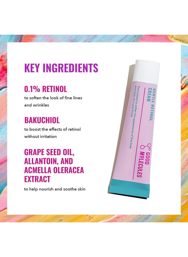 Gentle Retinol Cream - Night Cream With Retinol And Bakuchiol - Targets Fine Lines, Congestion, Enlarged Pores - Anti-Aging Skincare For Face