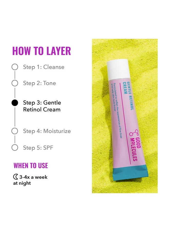 Gentle Retinol Cream - Night Cream With Retinol And Bakuchiol - Targets Fine Lines, Congestion, Enlarged Pores - Anti-Aging Skincare For Face