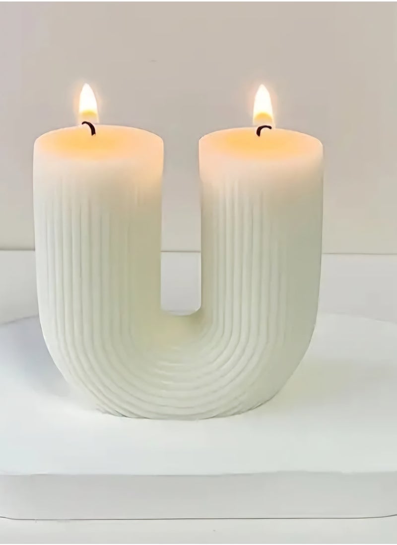 U Sharp Geometric Pillar Candle, Soy Wax, Floral scented Candles, 2pcs.