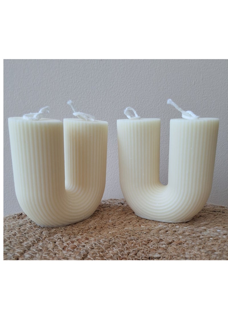 U Sharp Geometric Pillar Candle, Soy Wax, Floral scented Candles, 2pcs.