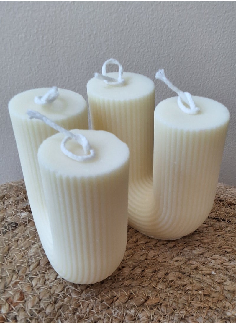 U Sharp Geometric Pillar Candle, Soy Wax, Floral scented Candles, 2pcs.